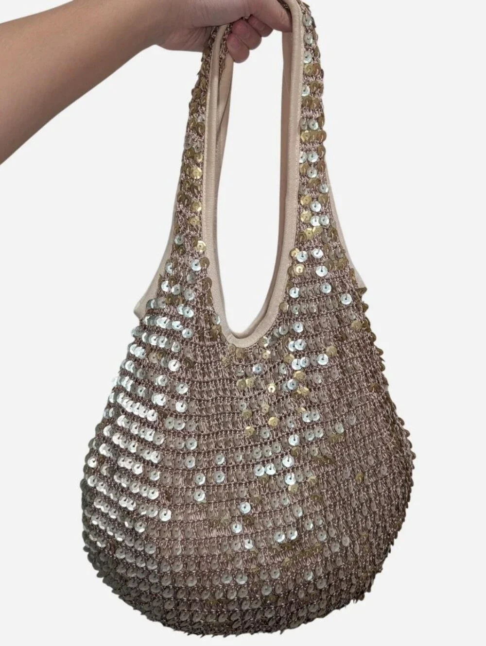 Y2K Bisou Bisou Gold & Silver Sequin Crochet Tote/Hobo Bag ‼️Price is firm